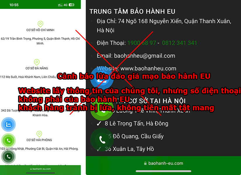 mạo danh thương hiệu bảo hành EU