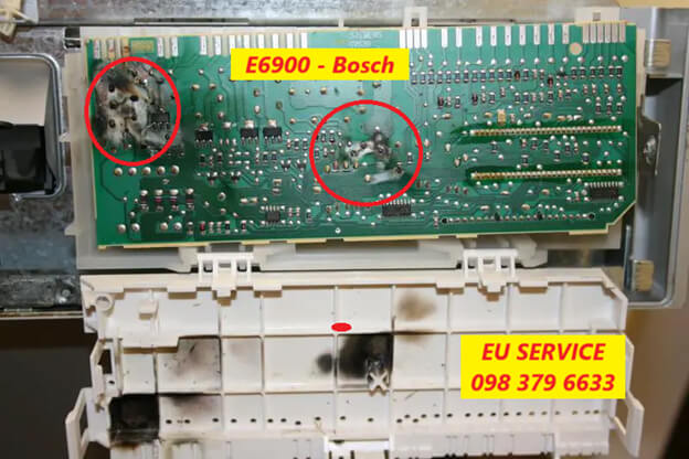 Bo mạch chủ máy rửa chén bát Bosch lỗi khu vực điều khiển các van điện từ – cũng có thể gây ra lỗi E6900