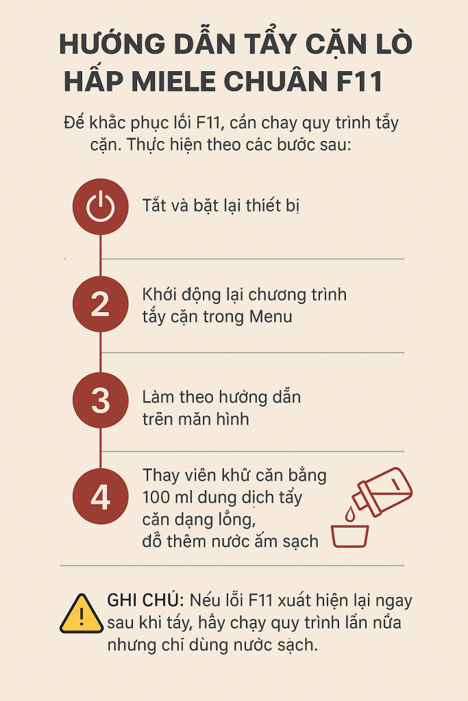 hướng dẫn tẩy cặn lò hấp miele